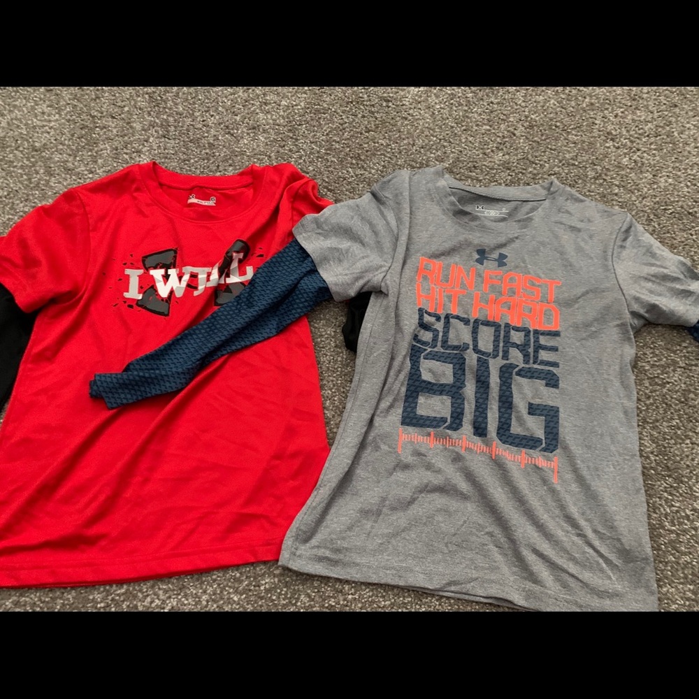 Boys UA long sleeve shirts. Never worn